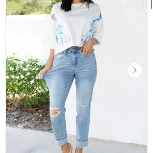Judy Blue Jeans Star Struck Mid Rise Cuff Boyfriend Style. BRAND NEW‼️